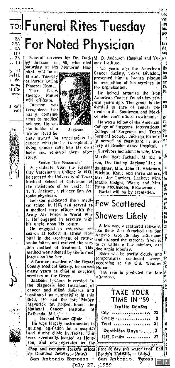Isaac Dudley Jackson Obit